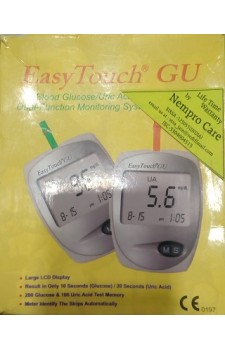 EasyTouch Glucometer GU (Dual Function -  Glucose+Uric Acid Testing) 