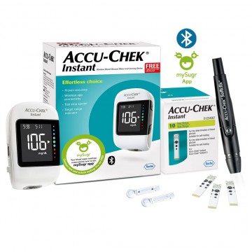 Accu-Chek Instant Wireless Glucometer With Free 10 Test Strips 