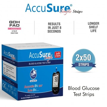AccuSure Simple Test Strips 100's Pack