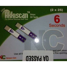 Akkiscan ZEE+ Blood Gulcose Test Strips 50 strips (1X50 Pack)