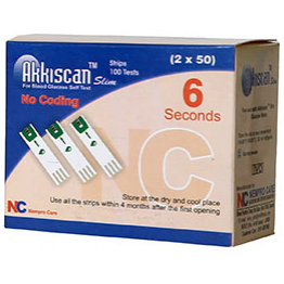 Akkiscan SLIM Blood Gulcose Test Strips 100 strips (2X50 Pack)