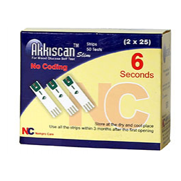 Akkiscan SLIM Blood Gulcose Test Strips 50 strips (1X50 Pack)