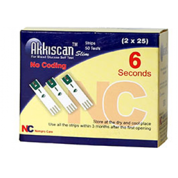 Akkiscan SLIM Blood Gulcose Test Strips 50 strips (1X50 Pack)
