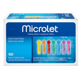 Microlet Coloured Lancets - Pack of 100 Silicone-Coated Lancets