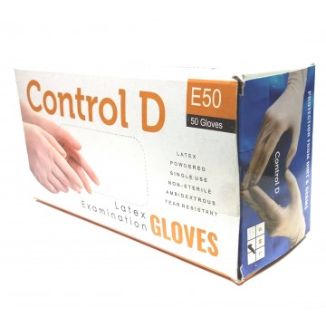 Control D Latex Examination Gloves - 50 Gloves