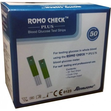 RomoCheck PLUS Blood Gulcose Test Strips 50 Strips 