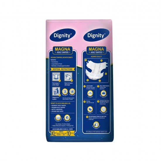 Romsons Dignity MAGNA Adult Diapers Extra Large (Pack of 10 Pcs