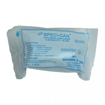 Romsons Specican Container 70 ml  (Specimen Collection)  Sterile - Plastic (Box of 50 Pcs.)