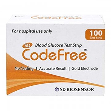 SD CodeFree Blood Glucose Test Strips 100 Strips (2X50 Pack)