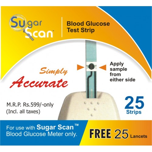 Thyrocare Sugar Scan Blood Glucose Test Strips Pack of 25 Strips + 25