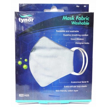 Tynor Mask Fabric Washable (Pack of 3 Pieces) - Plain