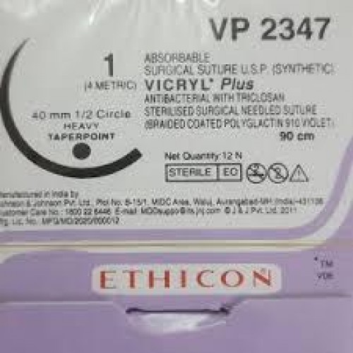Ethicon VP 2347 VICRYL Plus Absorbable Suture USP 1 90cm Box of 12
