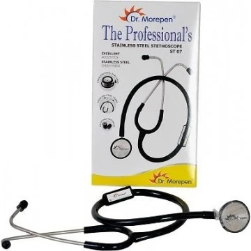 Dr Morepen Stethoscope ST 07 (Black) Stainless Steel Professional Quality