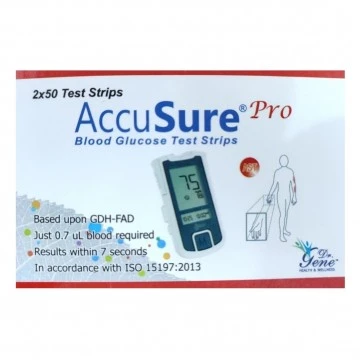 AccuSure Pro Glucometer Strips 100's Pack