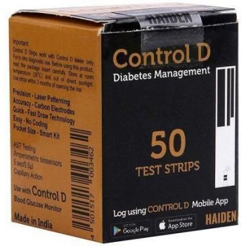 Control D Glucometer Test Strips - 50 Strips Pack