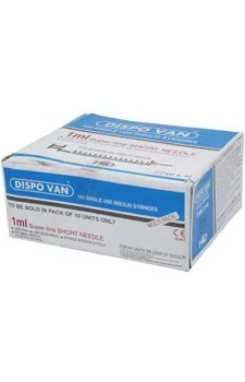 Dispovan 1ML U-40 Insulin Syringe Super-fine 31G (Box of 100)