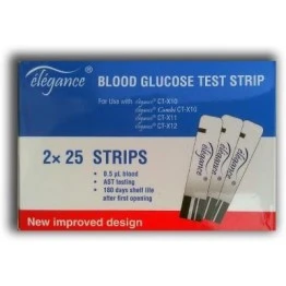 Elegance Blood Glucose Test Strips 50 Strips (1X50 Pack)