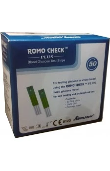 RomoCheck PLUS Blood Gulcose Test Strips 50 Strips 