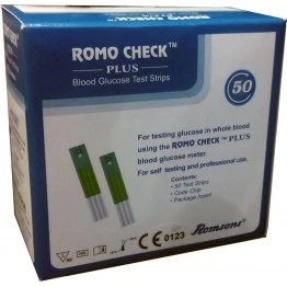 RomoCheck PLUS Blood Gulcose Test Strips 50 Strips 