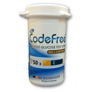 SD CodeFree Glucometer 50 Test Strips (1X50 Pack) - Without Outer Box
