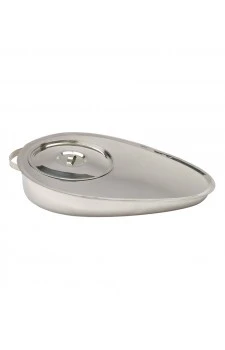 Bed Pan with Lid - Stainless Steel