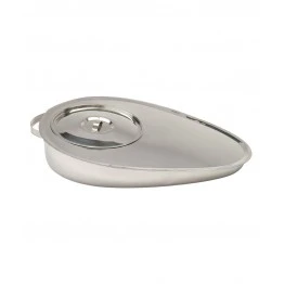 Bed Pan with Lid - Stainless Steel