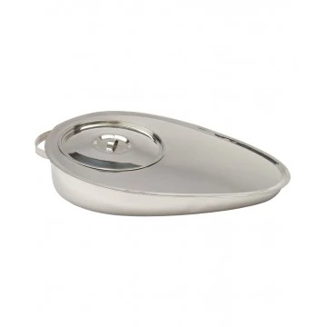 Bed Pan with Lid - Stainless Steel