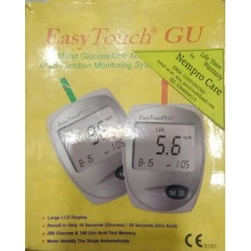 EasyTouch Glucometer GU (Dual Function -  Glucose+Uric Acid Testing) 