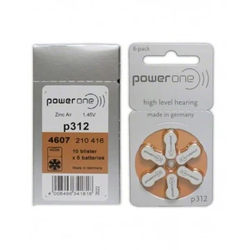 PowerOne P312 Hearing Aid Battery (6 Pcs Pack)