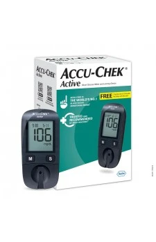 AccuChek Active Blood Glucose Monitor (Glucometer) With Free 10 test strips 