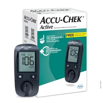 AccuChek Active Blood Glucose Monitor (Glucometer) With Free 10 test strips 