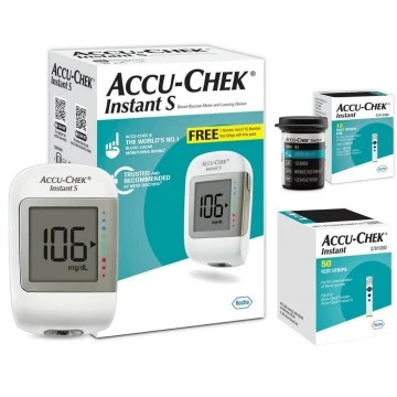 Accu-Chek Instant S Glucometer Kit with 60 Test Strips (10 + 50)