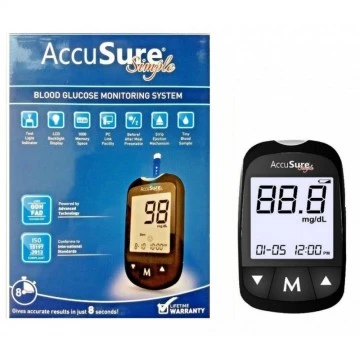 Accusure Simple Gulcometer With 25 Test Strips
