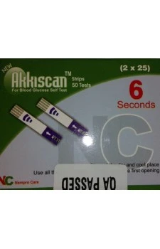 Akkiscan ZEE+ Blood Gulcose Test Strips 50 strips (1X50 Pack)