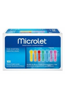 Microlet Coloured Lancets - Pack of 100 Silicone-Coated Lancets