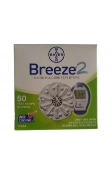 Bayer Breeze 2 Gulcometer Test Strips- 50 Strips (1X50 PACK)