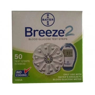 Bayer Breeze 2 Gulcometer Test Strips- 50 Strips (1X50 PACK)