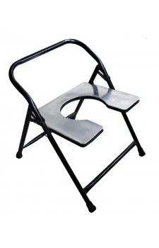 Commode Stool with Plastic Pot Foldable  (With Back Support)