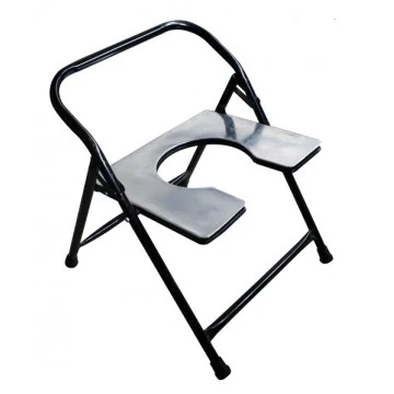 Commode Stool with Plastic Pot Foldable  (With Back Support)