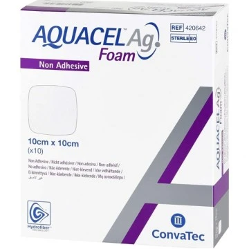 ConvaTec Aquacel Ag Foam Non Adhesive Dressing (10cm x 10cm)