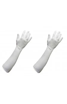 Long Sleeves Cotton Gloves White (For Driving or Protection from Sun and Winter) 1 PAIR
