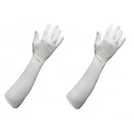 Long Sleeves Cotton Gloves White (For Driving or Protection from Sun and Winter) 1 PAIR