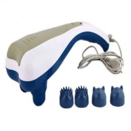 Dolphin Double Head Body Massager With 4 Attachments (Color May Vary)