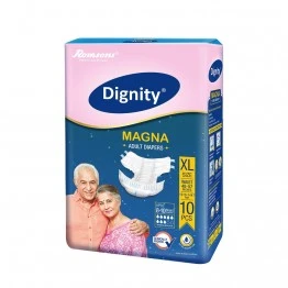 Romsons Dignity MAGNA Adult Diapers Extra Large (Pack of 10 Pcs) for Waist Size 48-57 Inches