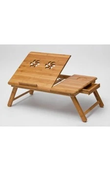 Premium Wooden Foldable Multipurpose Bed Table For Eating/Reading/Laptop Desk  (Portable with Adjustble Tilting Top & Height)