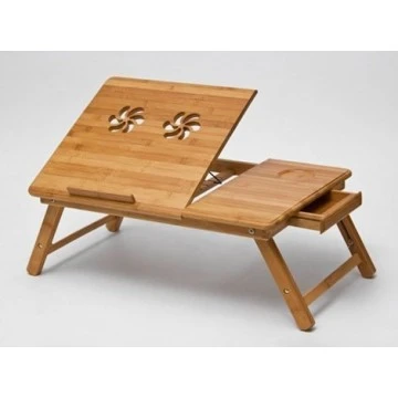 Premium Wooden Foldable Multipurpose Bed Table For Eating/Reading/Laptop Desk  (Portable with Adjustble Tilting Top & Height)