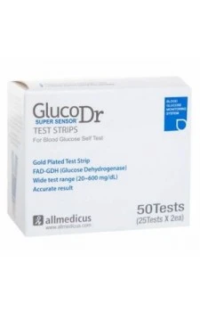 Gluco Dr. Super Sensor Test Strips 50 strips (2x25 Pack) Model : AGM 2200