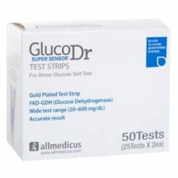 Gluco Dr. Super Sensor Test Strips 50 strips (2x25 Pack) Model : AGM 2200