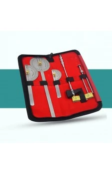 Goniometer Kit (High Quality Steel) - Set of 3 Goniometers with Percussion Knee Hammer, Tuning Fork and Measuring Tape for Physiotherapy, Orthopedics, Sports etc.