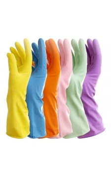 Rubber Reusable Gloves (3 Pair Set Assorted Colors) - For Multipurpose use